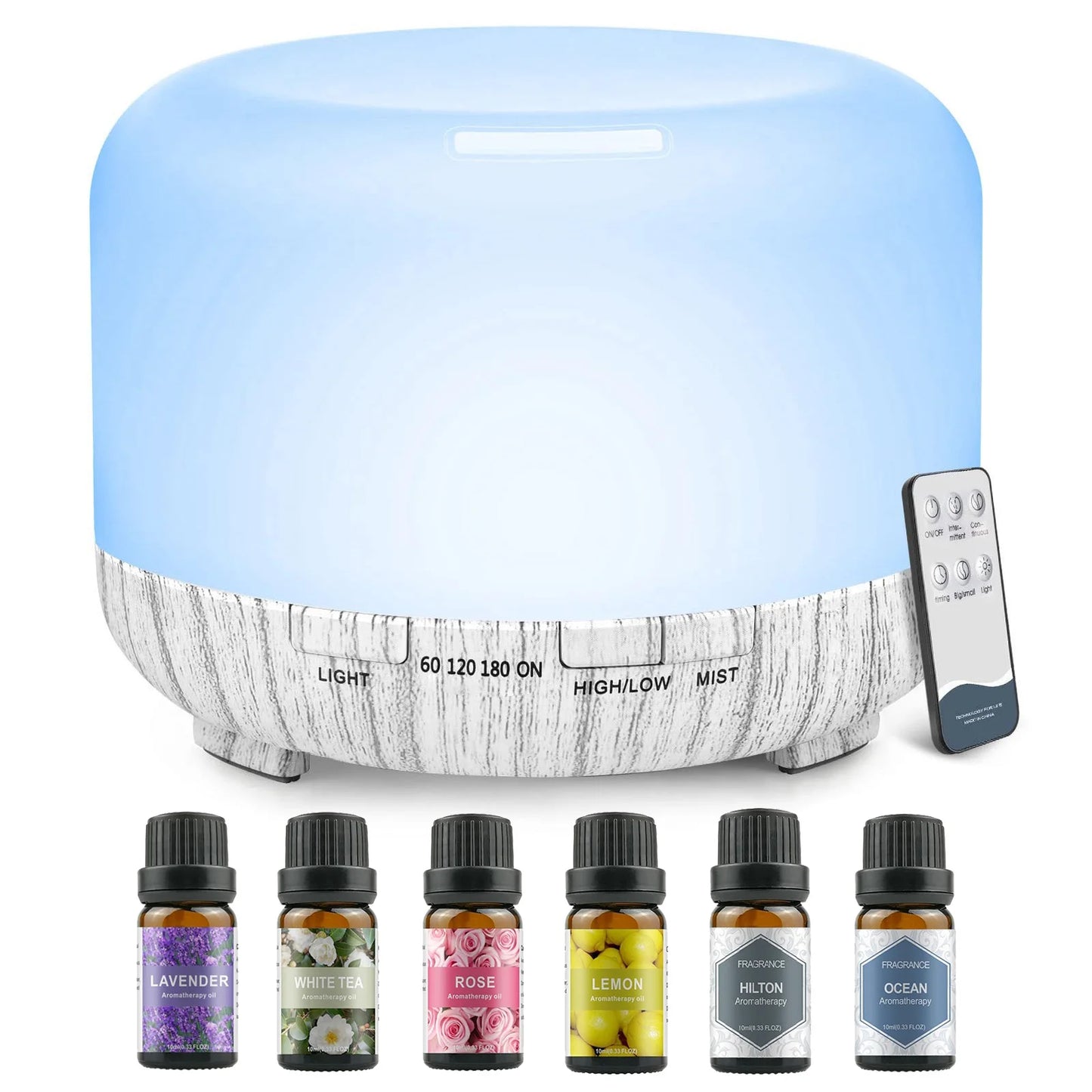 500ML Aromatherapy Oil Diffuser + 6 Essential Oils Gift Set