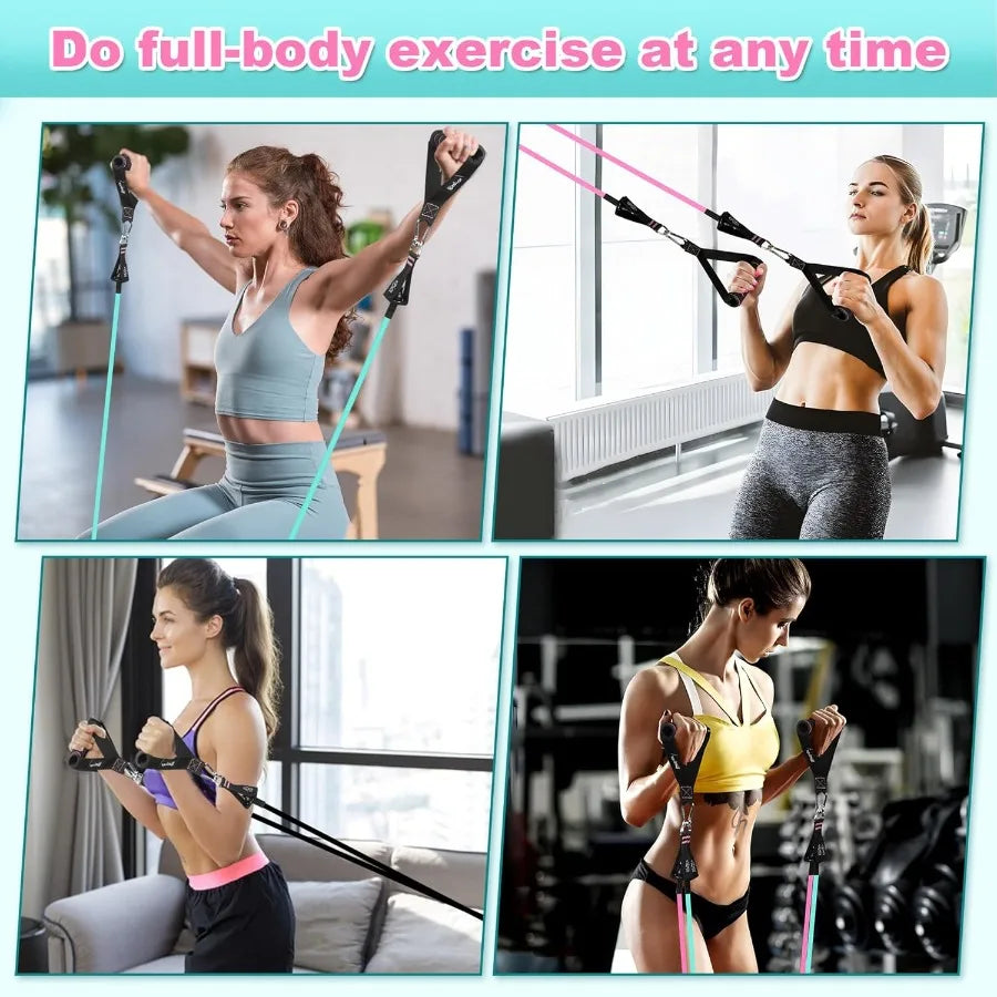 Resistance Band Set – Exercise Bands with Handles, Door Anchor & Ankle Strap