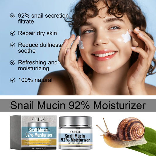 Snail Mucin 92% Hydrating & Repairing Facial Moisturizer – Firming & Whitening Skincare Cream