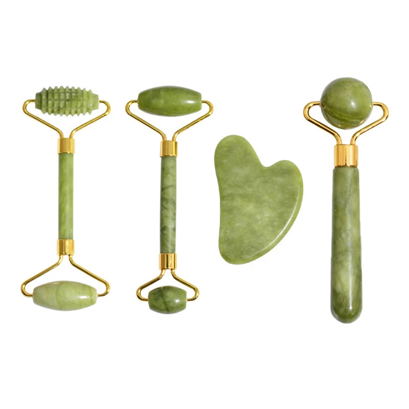 Natural Jade Roller & Gua Sha Set – Face Lifting & Anti-Wrinkle Massager