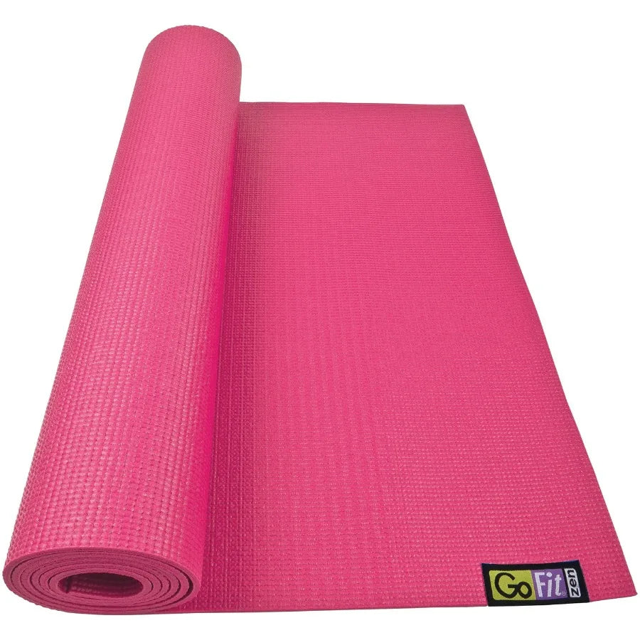 Non-Slip Yoga Mat with Pink Color & Integrated Posture Wall Chart
