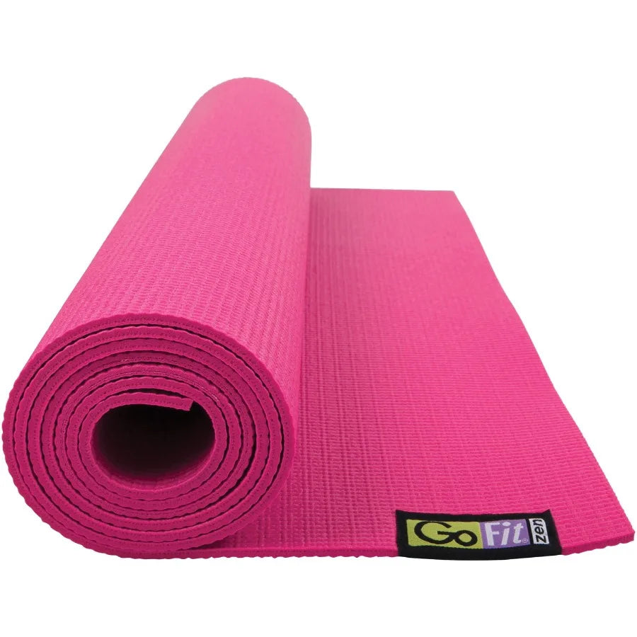 Non-Slip Yoga Mat with Pink Color & Integrated Posture Wall Chart