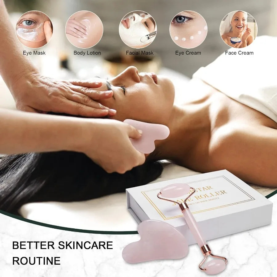 Jade Roller & Gua Sha Facial Massager – Anti-Puffiness & Skin Care Tool