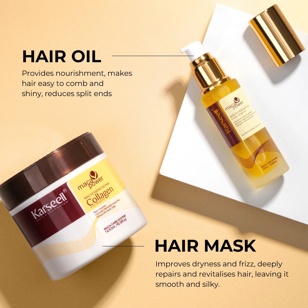 Karseell Collagen Hair Mask + Argan Oil Hair Serum – Complete Repair & Nourishment Set