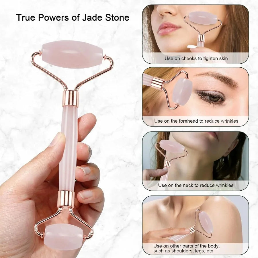 Jade Roller & Gua Sha Facial Massager – Anti-Puffiness & Skin Care Tool
