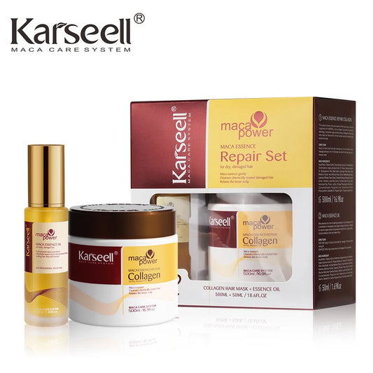 Karseell Collagen Hair Mask + Argan Oil Hair Serum – Complete Repair & Nourishment Set