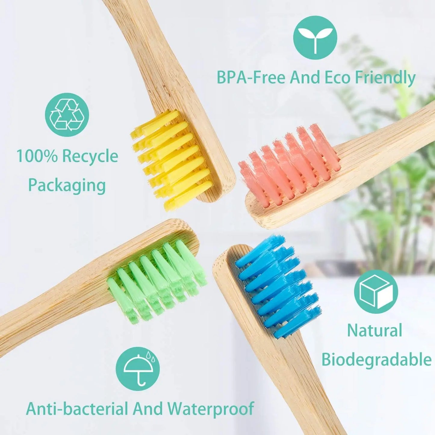 Bamboo Toothbrush 10-Pack – Biodegradable Toothbrushes with Medium Bristles