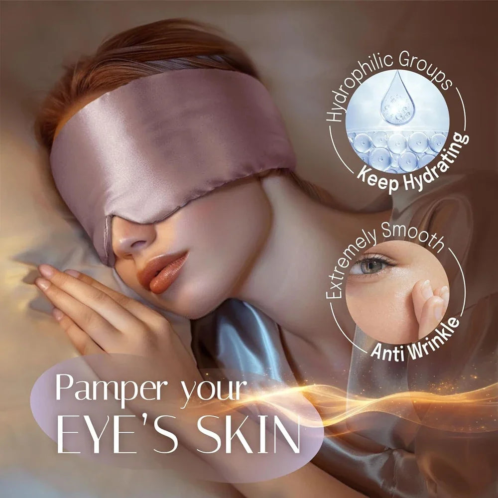 100% Mulberry Silk Sleeping Mask – Soft Padded Light-Blocking Eye Cover for Travel & Rest