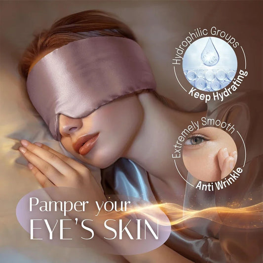 100% Mulberry Silk Sleeping Mask – Soft Padded Light-Blocking Eye Cover for Travel & Rest