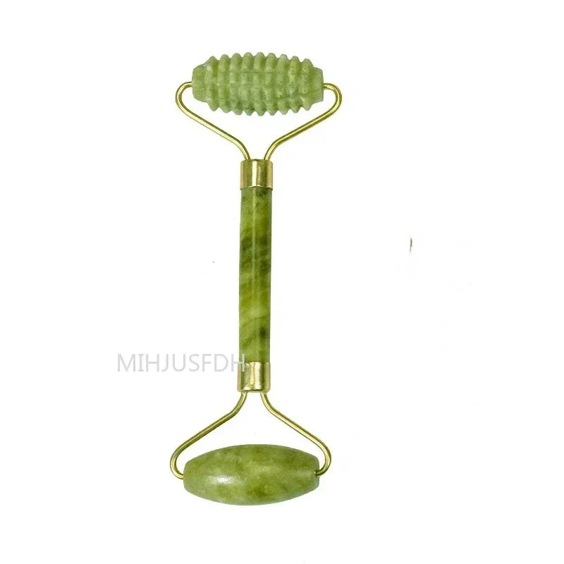 Natural Jade Roller & Gua Sha Set – Double-Ended Facial Massager