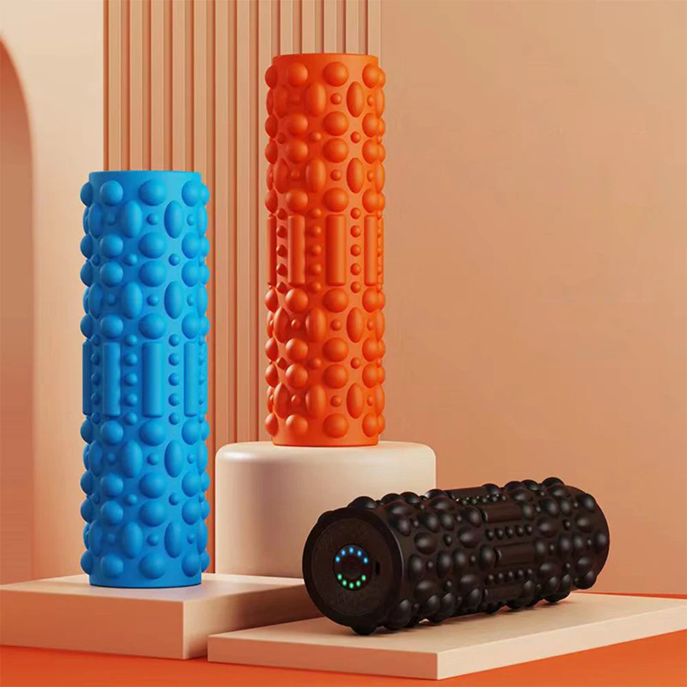 Electric Vibrating Foam Roller – 5-Mode Rechargeable Massage Column