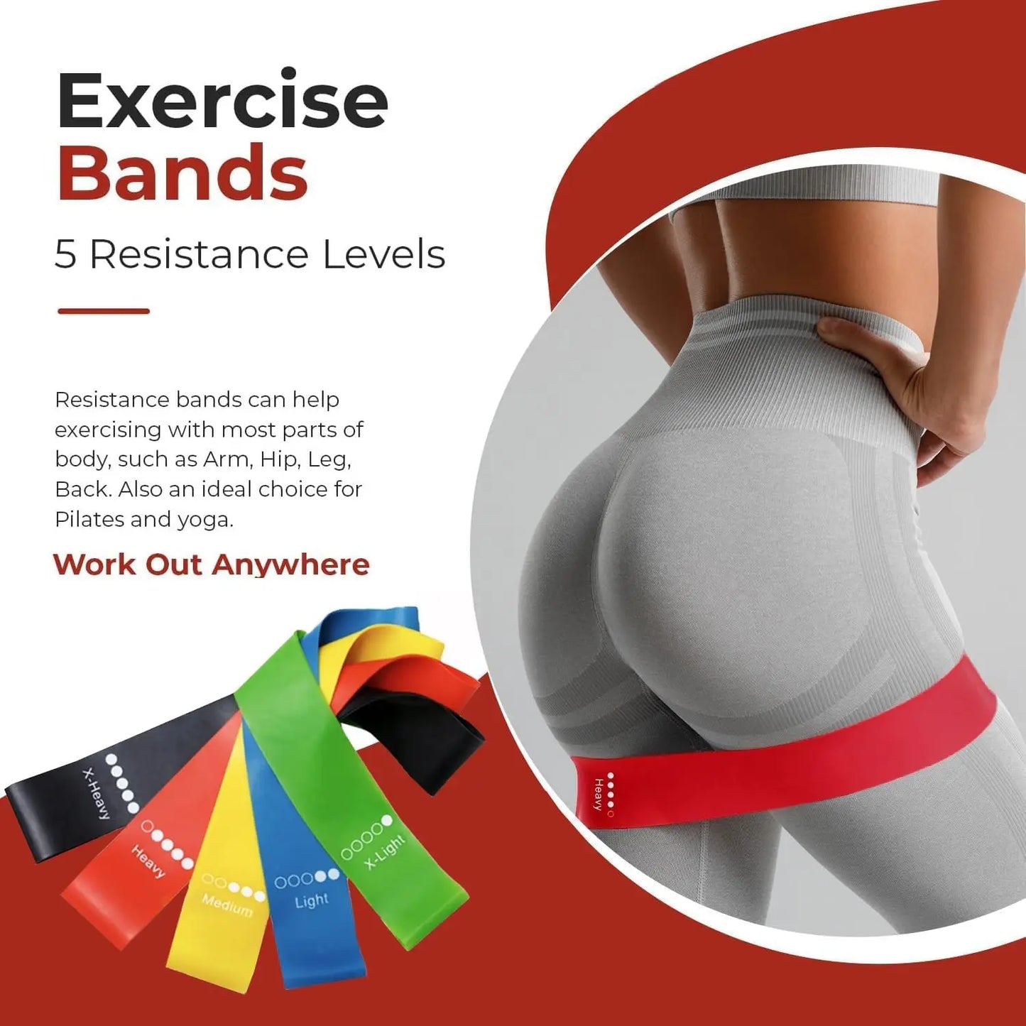 Yoga Ring Resistance Band Set – Rubber Fitness Equipment for Pilates & Strength Training