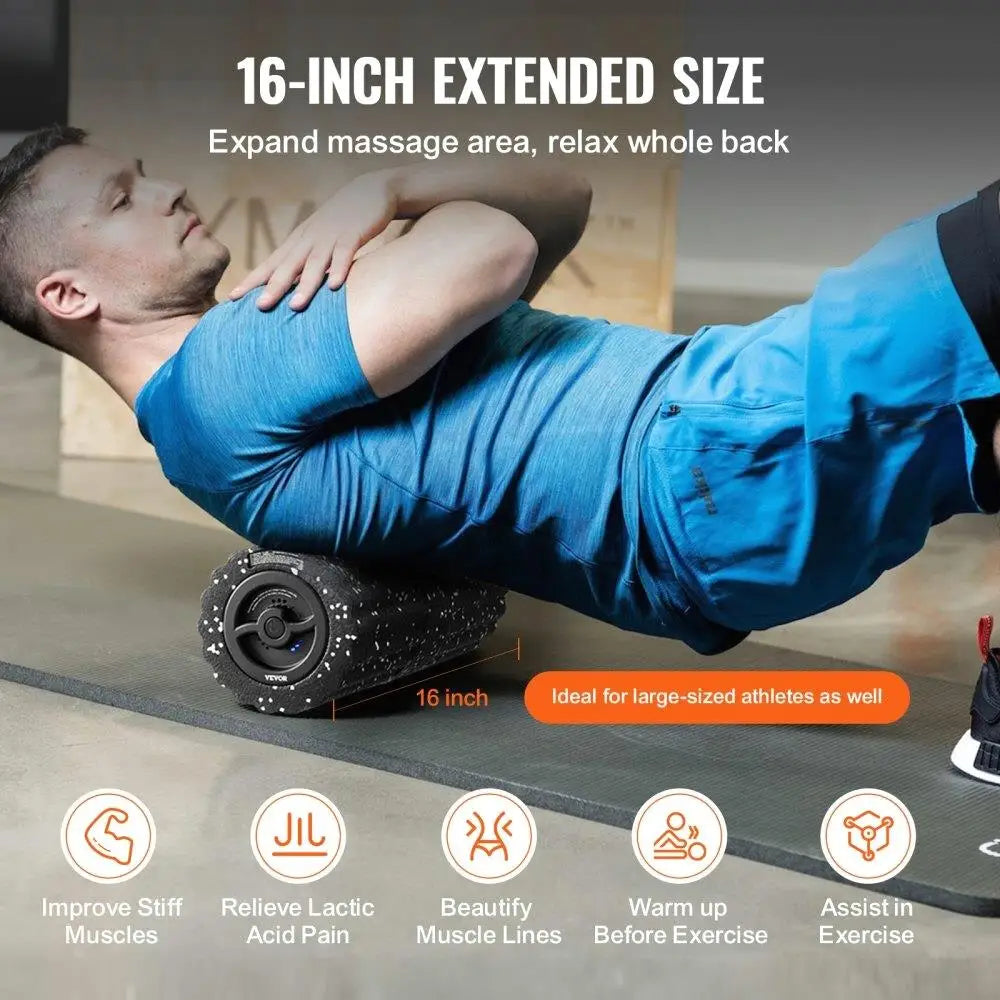 Vibrating Foam Roller – 4-Level Rechargeable Electric EPP Massager