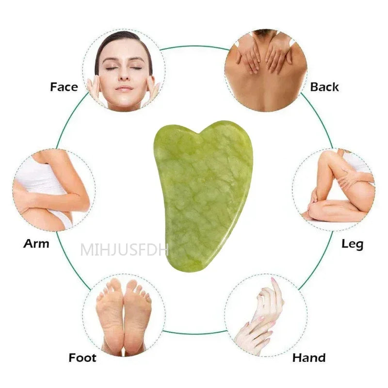 Natural Jade Roller & Gua Sha Set – Double-Ended Facial Massager