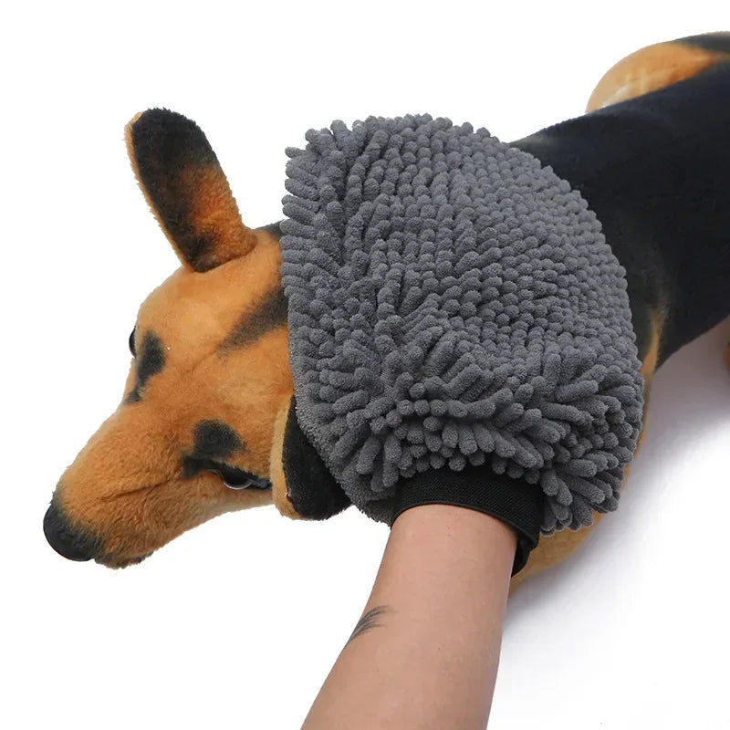 Pet Grooming Glove & Quick-Dry Paw Towel Mitt – Double-Sided Microfiber for Dogs of All Sizes
