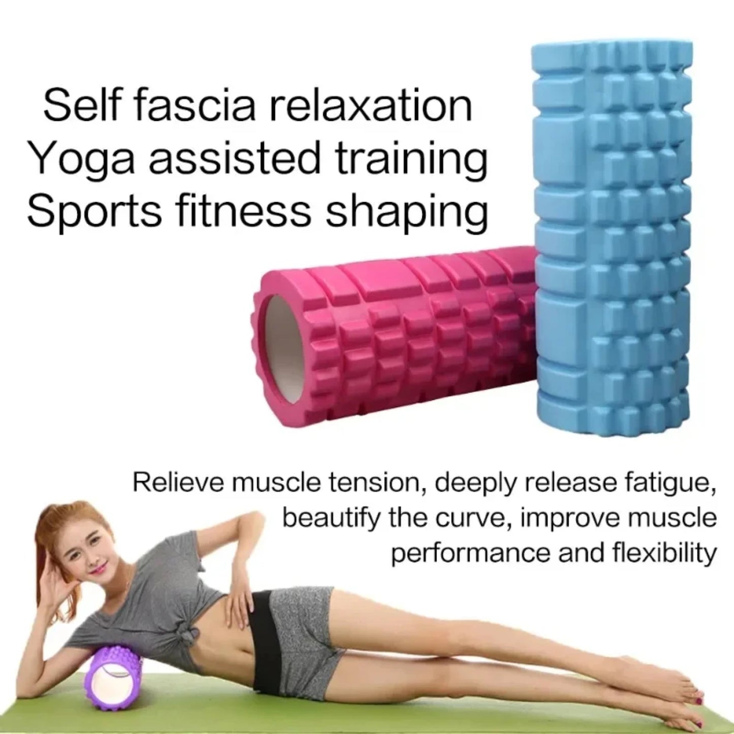 Yoga Block & Pilates Foam Roller – Muscle Massage & Fitness Equipment