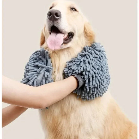Pet Grooming Glove & Quick-Dry Paw Towel Mitt – Double-Sided Microfiber for Dogs of All Sizes