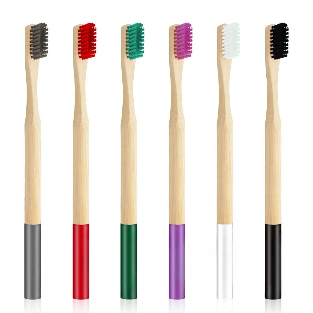 6-Pack Biodegradable Bamboo Toothbrushes – Travel-Friendly & Gentle on Gums