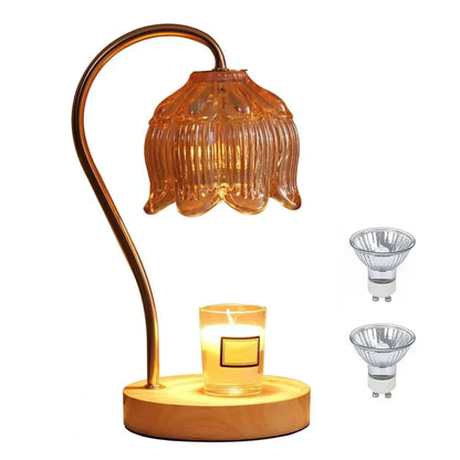 Candle Warmer Lamp Nightstand Lamp Dimmable/ Timer Aromatherapy Lamp without Fire High Quality Glass Lamp Shade