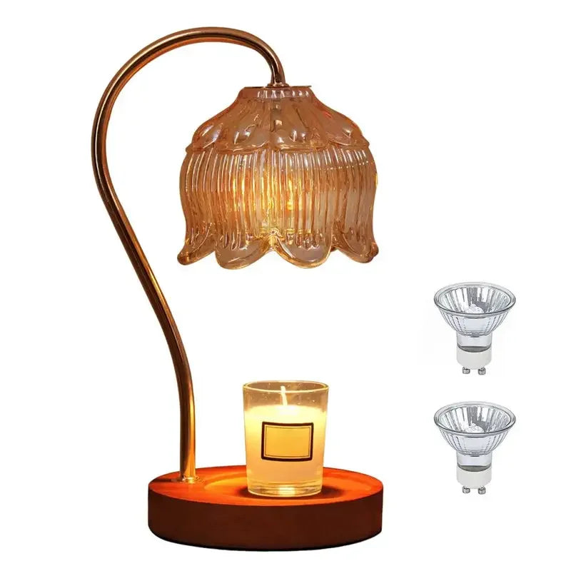 Candle Warmer Lamp Nightstand Lamp Dimmable/ Timer Aromatherapy Lamp without Fire High Quality Glass Lamp Shade