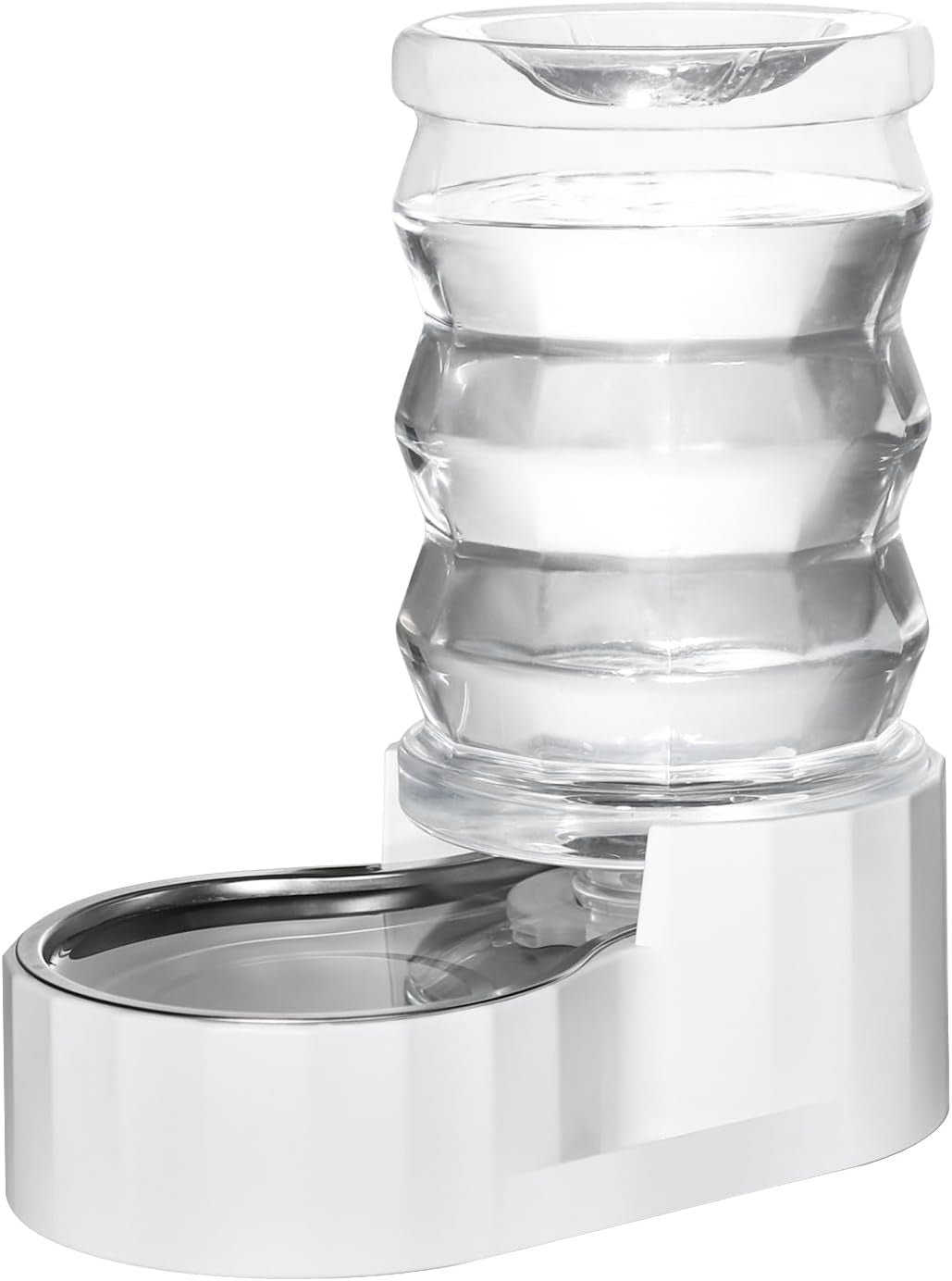 HydraSteel™ Gravity Pet Waterer – 7L Stainless Steel Automatic Dispenser (White)