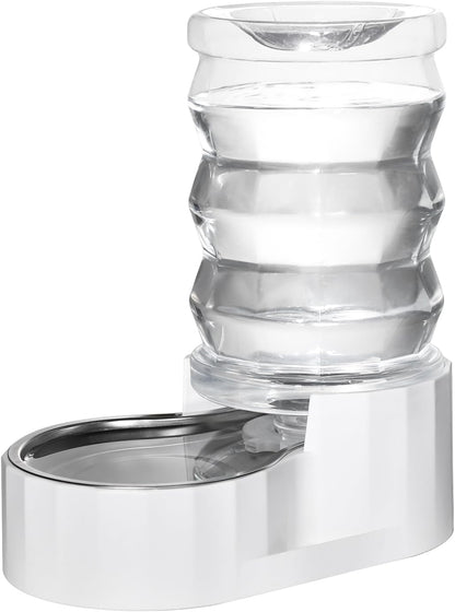 HydraSteel™ Gravity Pet Waterer – 7L Stainless Steel Automatic Dispenser (White)