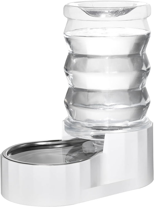HydraSteel™ Gravity Pet Waterer – 7L Stainless Steel Automatic Dispenser (White)