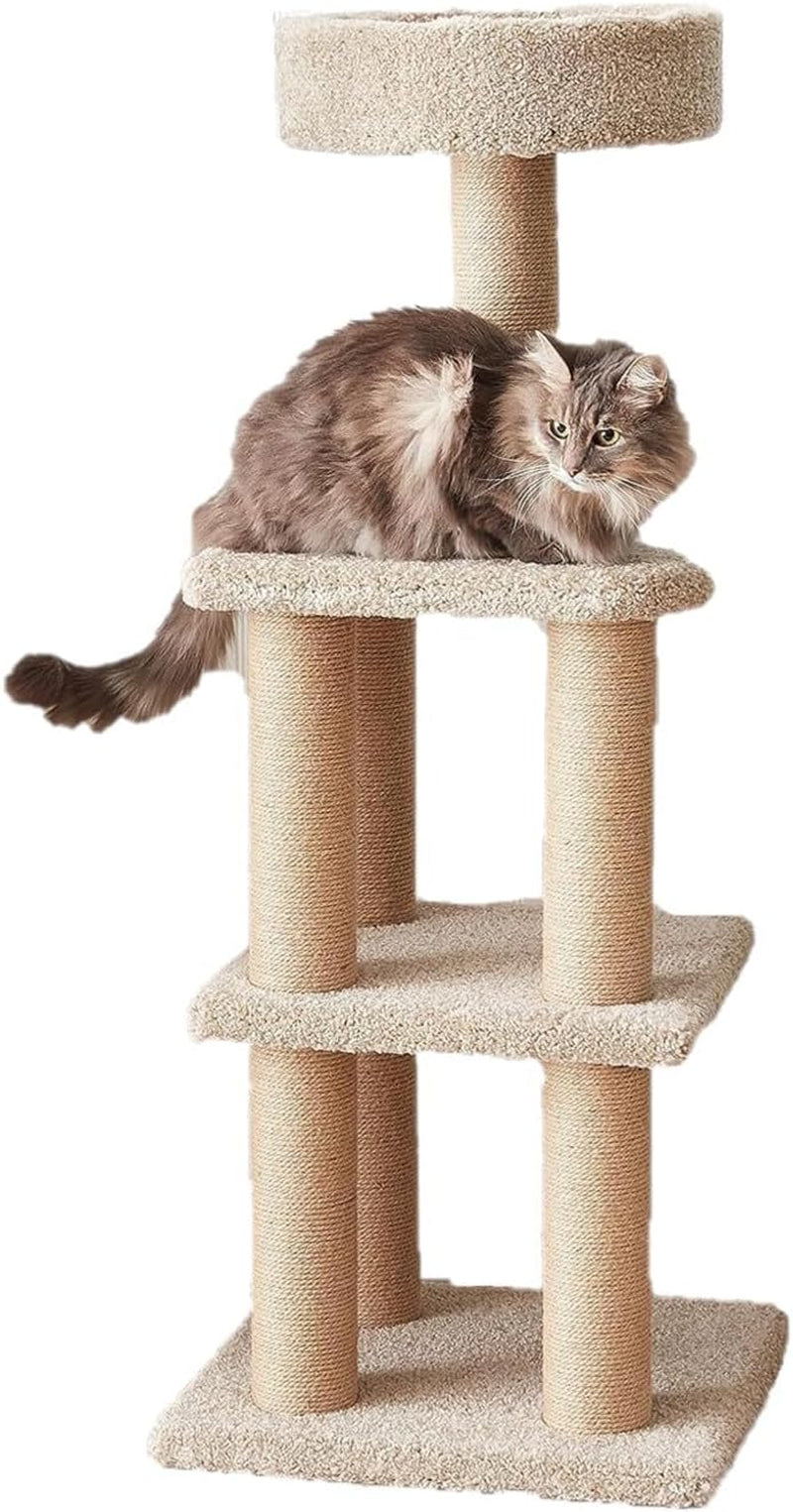 Cat Tree - Indoor Cat & Kittens Multi-Level Climbing Activity Tower with Scratching Posts, Large (45.9"H) - Beige