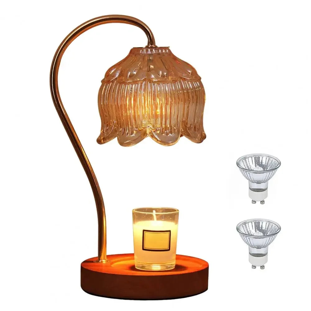 Candle Warmer Lamp Nightstand Lamp Dimmable/ Timer Aromatherapy Lamp without Fire High Quality Glass Lamp Shade