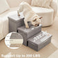 Dog Stairs for High Bed 18"H,Foldable Pet Stairs for Small Medium or Large Dogs Puppy with Storage for Bed or Couch, Cat Dog Steps Ramp with Zip up to 200 Lbs(Solid Grey,3 Steps No Condo)