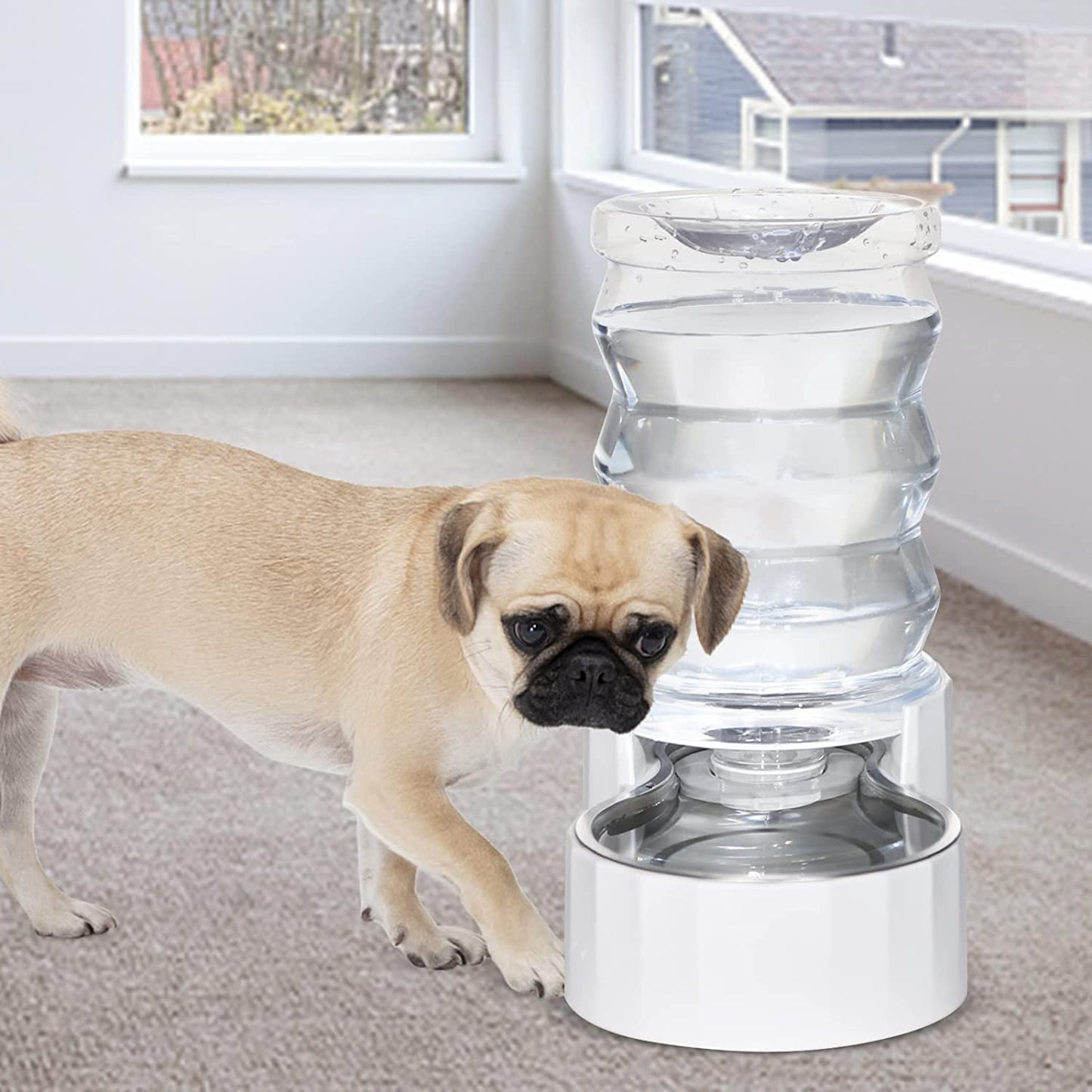 HydraSteel™ Gravity Pet Waterer – 7L Stainless Steel Automatic Dispenser (White)